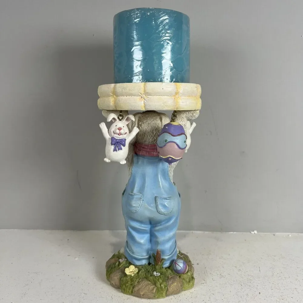 Vtg 7.5” Easter Bunny pedestal candle holder
